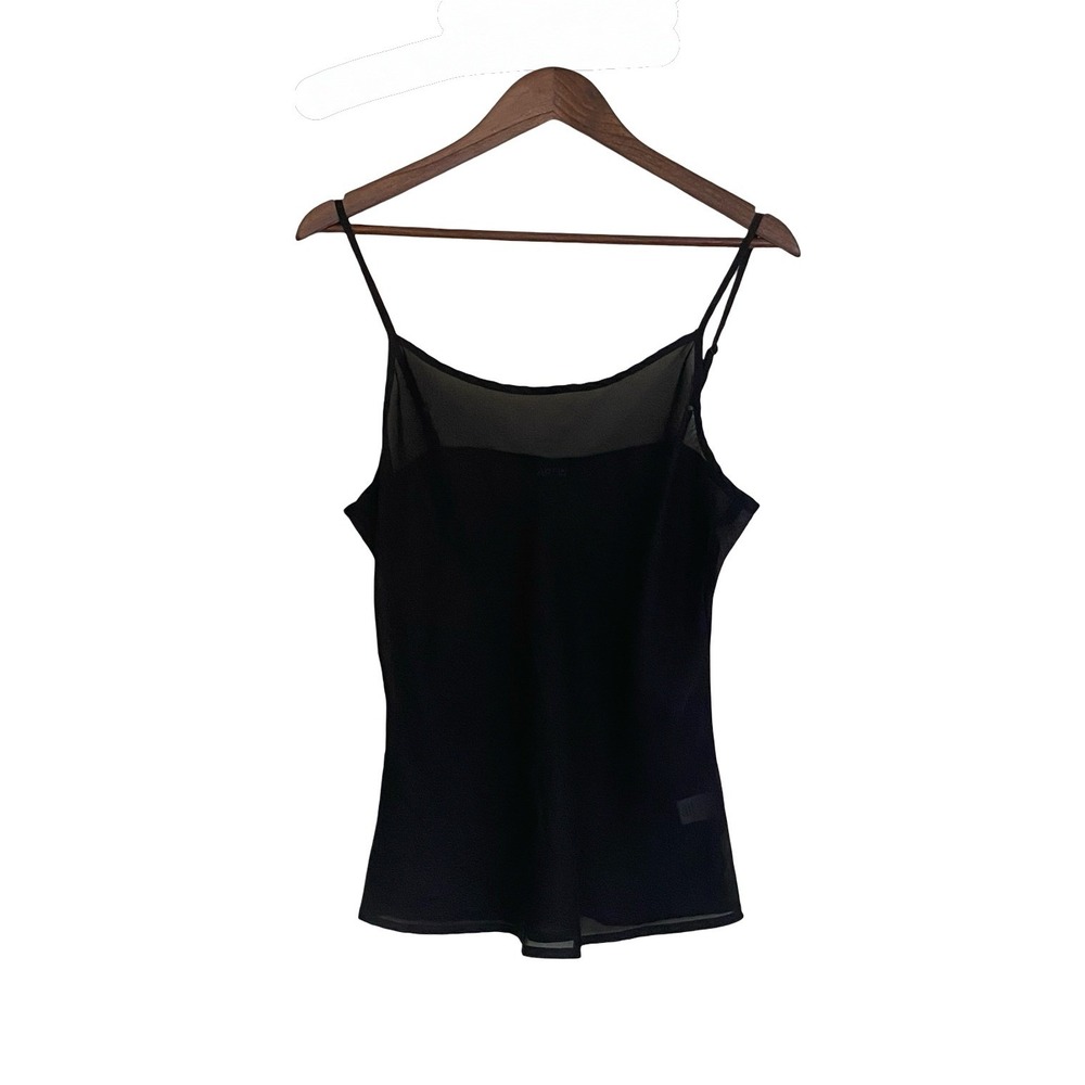 APT.9 Women's Black Sheer Mesh Cami Top Size L Spaghetti Strap Blouse